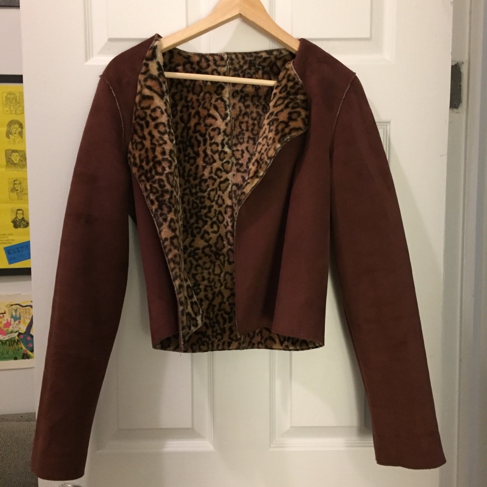 🖤SOLD🖤 Reversible Leopard Faux Fur & Suede Coat - Picture 4 of 8